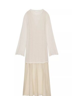 Lightweight Cream Knit top with maxi dress under